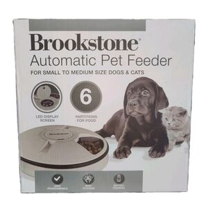 Brookstone Automatic Pet Feeder 6 Stage Sm/Med Dog Cat Food Treat Dispenser Auto